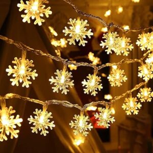 Gesto Serial String Lights - 14 LED Snow Flake, 10 Feet Warm White Fairy Lights for Home,Mandir,Pooja Room, Deepawali & Diwali Decoration, Christmas,Festival | Indoor & Outdoor Decorative Lights